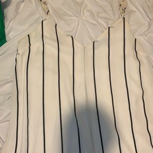 White and black striped romper